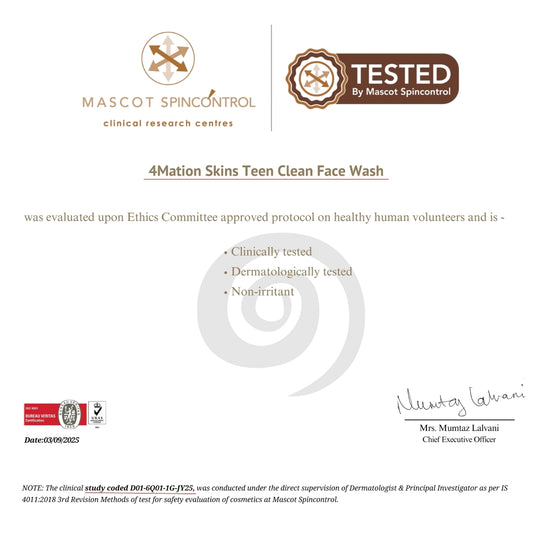 Teen Clean Face Wash (100 ml) | Ceramides, Willow Barks Extract & Encapsulated Neem Oil Beats