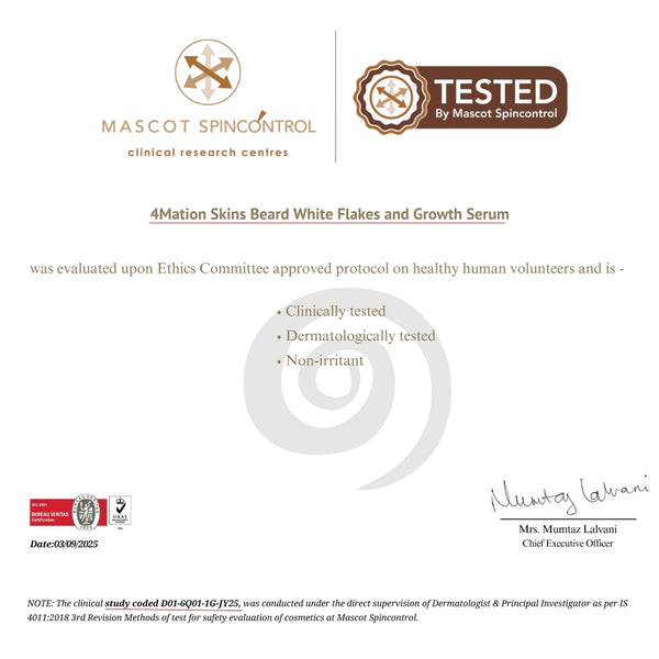 Beard White Flakes and Growth Serum (30 ml) | Melatonin, Fenugreek Seed Extract & Vitis Vinifera Seed Oil