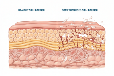 Skin Barrier Damage Leading to Dryness and Flakes